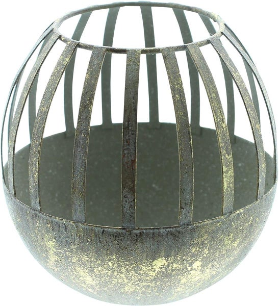 Dekoleidenschaft Windlicht Gold aus Metall mit Glaswindlicht, Teelichthalter, Kerzenhalter, Tischdekoration für Wohnzimmer, Balkon & Garten