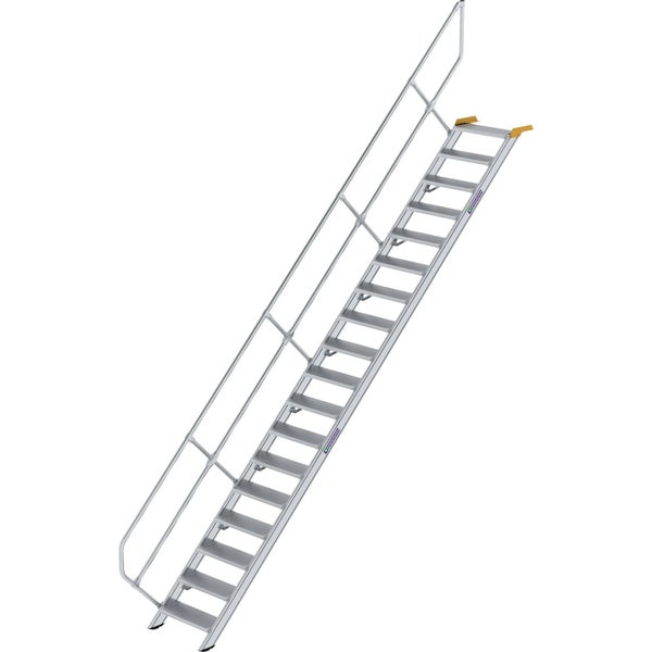 Günzburger Steigtechnik Treppe 45° Stufenbreite 600 mm 18 Stufen Aluminium geriffelt - 600258