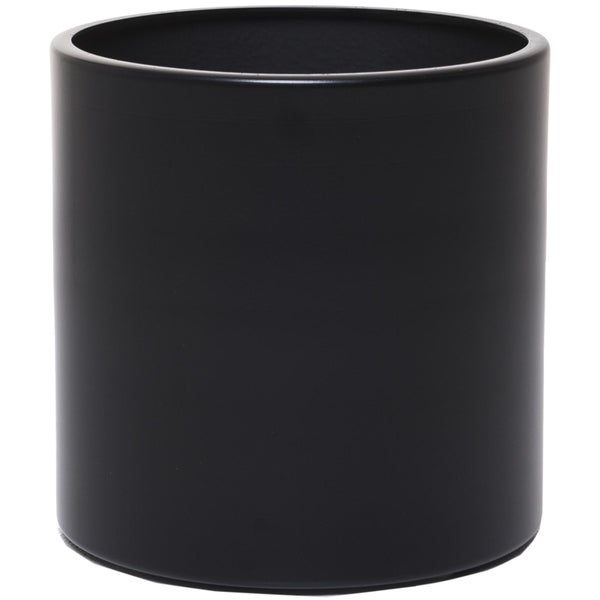 Zylindrischer Blumentopf aus Keramik in Schwarz matt.