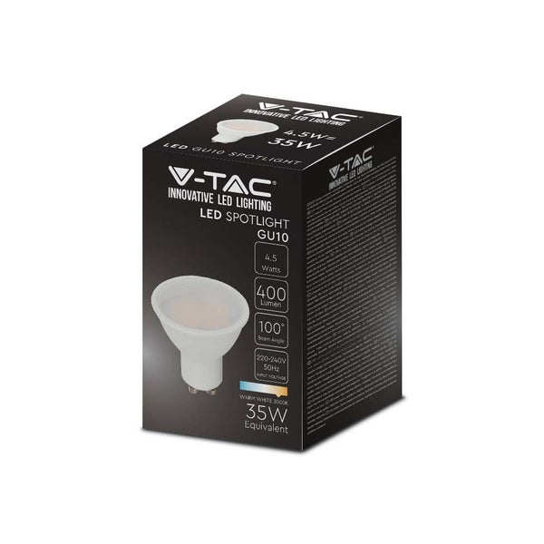 V-TAC VT-1975-N - GU10 LED-Strahler - Milchig - 110° - IP20 - Weiß - 4.5W - 400 Lumen - 6500K