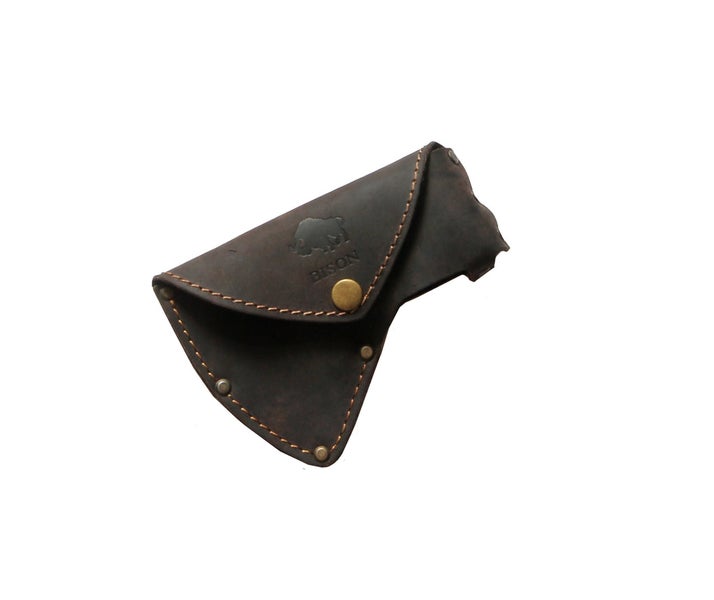 Axt-Scheide aus Leder mit Druckknopf und Bison Logo