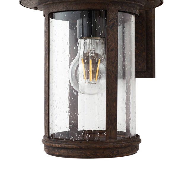 Lindby Wandleuchte außen (Laterne) Zayn (Retro, Vintage Antik) in Braun aus Aluminium (1 flammig E27) - Außenwandleuchten Wandlampe Led Außenlampe Outdoor für Außenwand/Hauswand Haus
