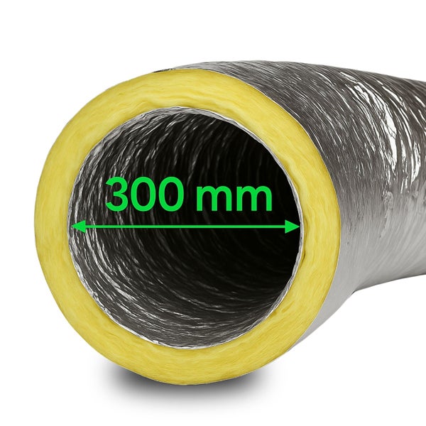 Isoflexrohr 300mm – 1 Meter isolierter Abluftschlauch für Klimageräte, Growboxen & mehr – 4-Schicht Isolierung, Hohe Schalldämpfung, Feuergeschützt & Extra Stabil