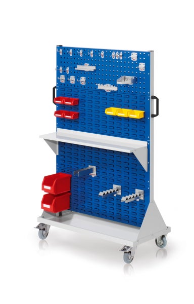 Werkzeugwagen mit Lochwand, Regalen und Werkzeugkasten