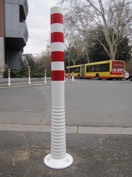 Absperrpfosten, Poller 100 cm, flexibel weiß, rot reflektierend