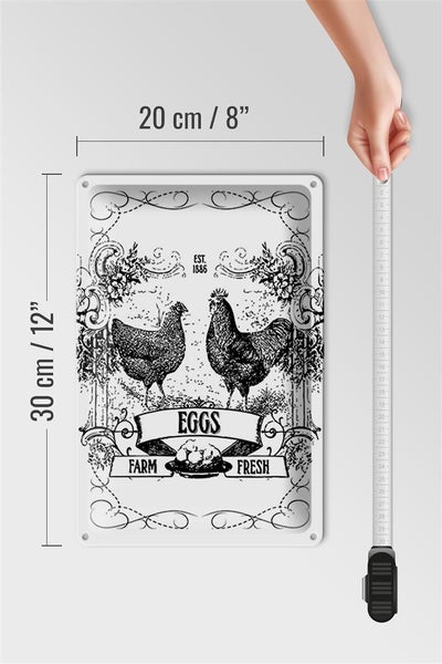 Blechschild Spruch 20x30cm EGGS farm fresh est. 1886