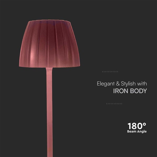 Tischleuchte mit Eisengestell und einem Abstrahlwinkel von 180 Grad
