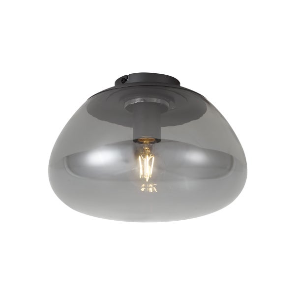 Moderne Deckenleuchte mit kuppelförmigem Glasschirm und filigraner LED Leuchtmitteloptik