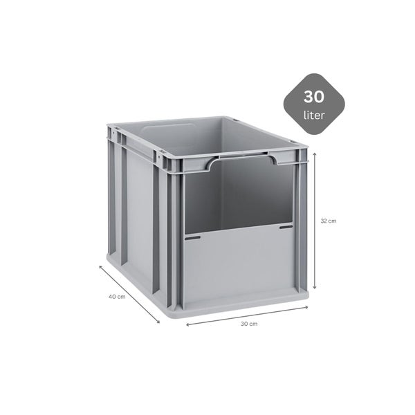 PROREGAL SuperSparSet 4x Eurobox NextGen Insight HxBxT 32 x 30 x 40 cm 30 Liter Front Offen Eurobehälter Transportbox