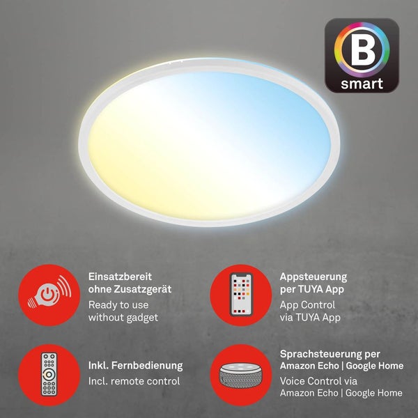 LED Panel Smart WiFi Bluetooth App Steuerung CCT 22 W weiß Kunststoff Briloner