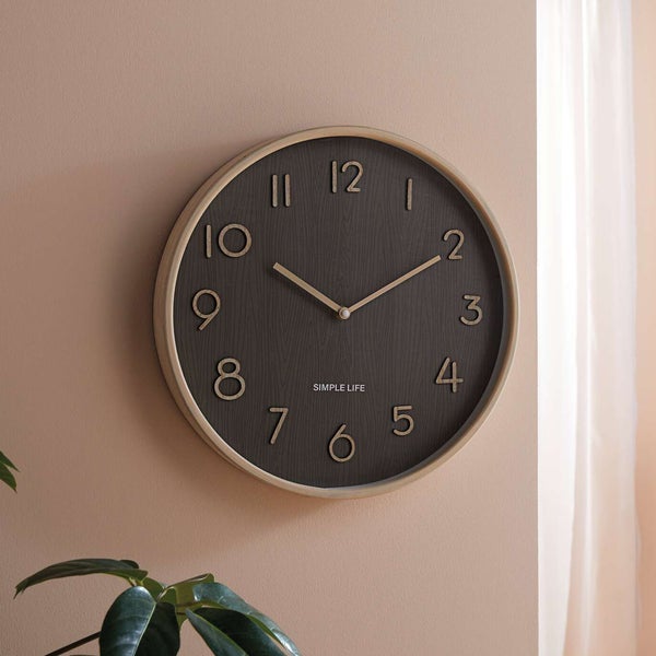 FRANK FLECHTWAREN | Wanduhr Simple Life, MDF, KUNSTSTOFF, 38 x 8 x 38 cm