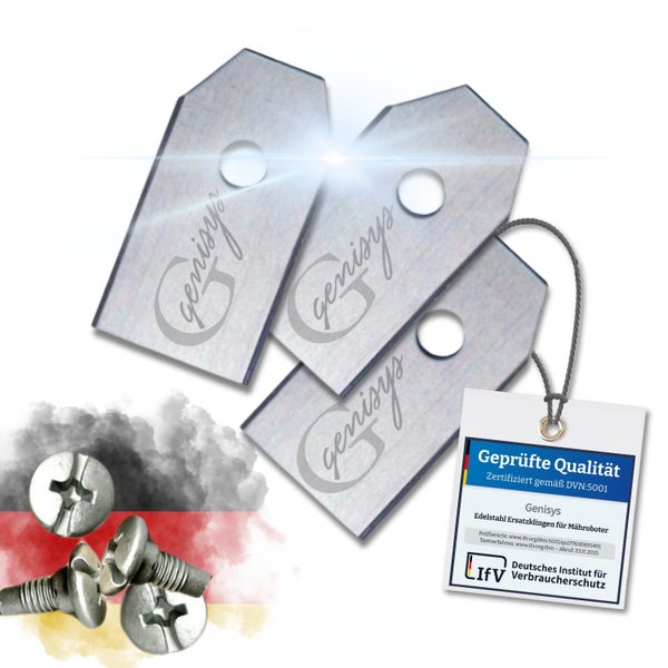 Genisys Ersatzklingen für Mähroboter aus Edelstahl mit Prüfsiegel