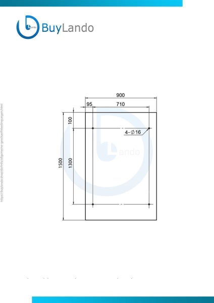 BuyLando (STR) 150x90 cm Grauglas Glasvordach inkl. Edelstahlhalter RAL 7016