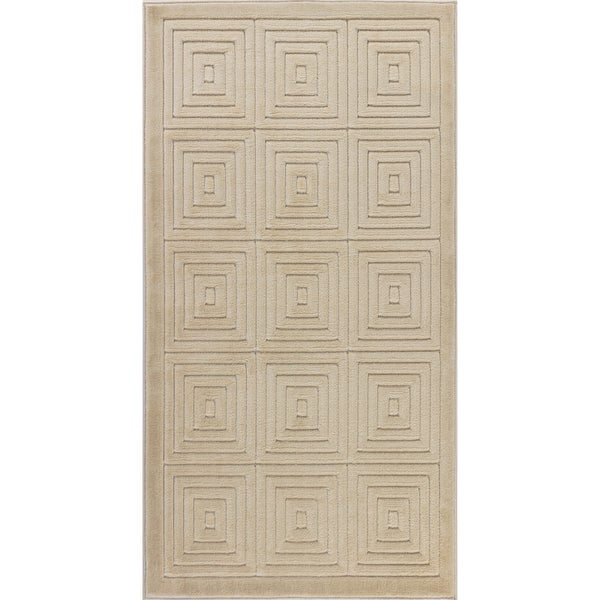 Moderner Skandinavischer Teppich für Innen-/Außenbereich Beige 80x150 cm SAKURA