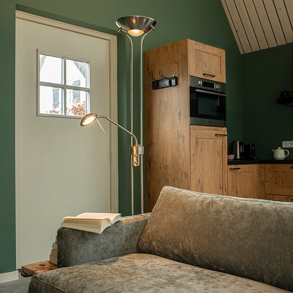 Stehleuchte aus Stahl mit Leseleuchte inkl. LED und Dimmer - Diva 2