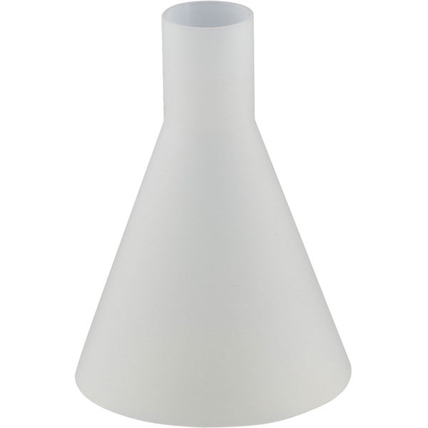 Kegelförmiger Lampenschirm aus mattweißem Glas.