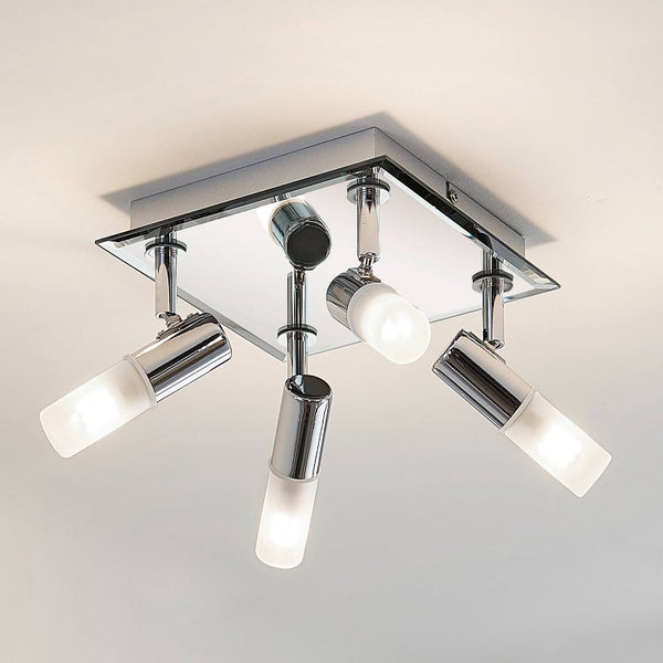 Lindby Deckenlampe Zela (spritzwassergeschützt (Modern) in Chrom aus Metall (4 flammig, G9) - Bad Deckenleuchte Lampe Licht nach oben & unten Badezimmerleuchte