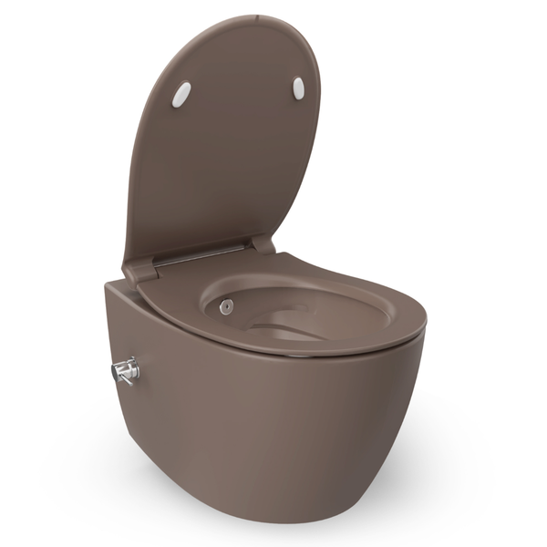 Isvea WC Toilet Badezimmer Wand-WC mit Dusch-WC Taupe mit Softclose-Sitz