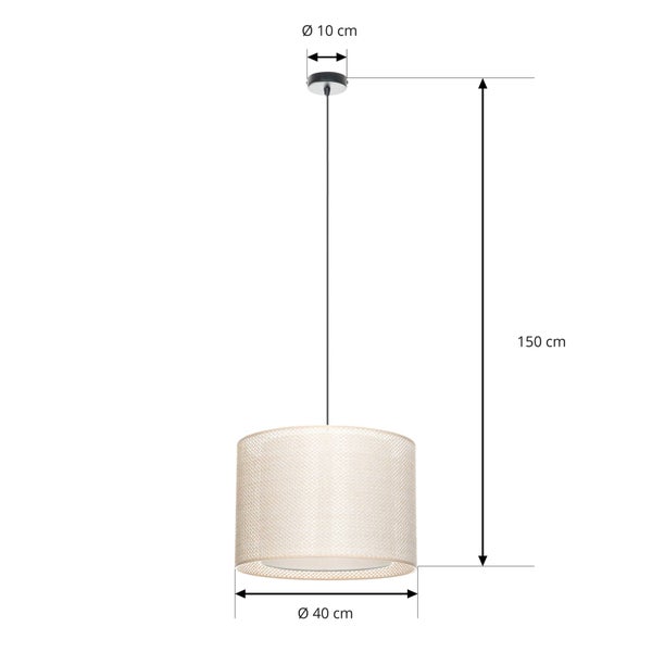 Lindby Esstisch Pendelleuchte Ø 40 cm, Hängelampe Textil Kunststoff Wohnzimmerlampe 1x E27 max. 15W ohne Leuchtmittel Hängeleuchte Esszimmerlampe