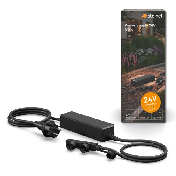 Steinel Netzteil 24 Volt 100 Watt mit Plug and Play Stecksystem und 2-Wege-Ausgang.