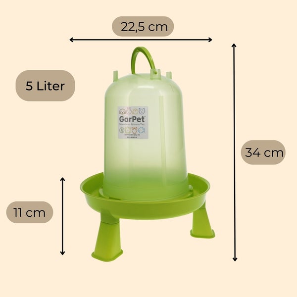GarPet Geflügeltränke, 5 Liter, mit den Maßen 22,5 x 34 x 11 cm