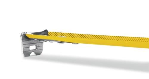 STABILA Taschenbandmaß BM 100, 8 m, Maßband mit metrischer Skala, bruchsicheres ABS-Gehäuse, beweglicher Anfangshaken, Gürtel-Clip, MID-Genauigkeit - 19581