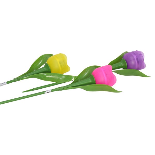 FRANK FLECHTWAREN|Solar-Deko Tulpe, 3er Set, 4,7 x 4,7 x 30,5 cm, KUNSTSTOFF