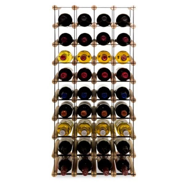 PROREGAL Modulares Weinregal Vinotega Mod Metal HxBxT 92,5 x 42,5 x 24,5 cm 4 x 9 Flaschen Massives Kiefernholz Natur