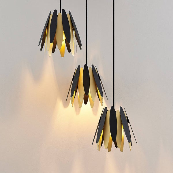 Lucande Pendelleuchte Lounit (Design, Modern) in Schwarz aus Metall (3 flammig E14) - Design-Hängeleuchte Esstischlampe Hängelampe Hängeleuchte Wohnzimmerleuchte