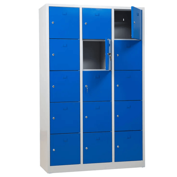 PROREGAL Schließfachschrank Falcon Large HxBxT 190 x 119 x 45 cm Zylinderschloss Grau-Blau
