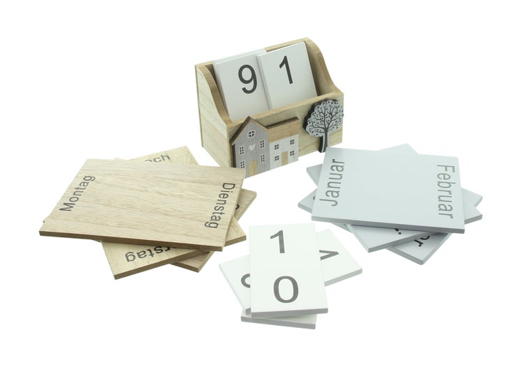 FRANK FLECHTWAREN|Tischkalender Home, 11 x 6,5 x14 cm, MDF, HOLZ