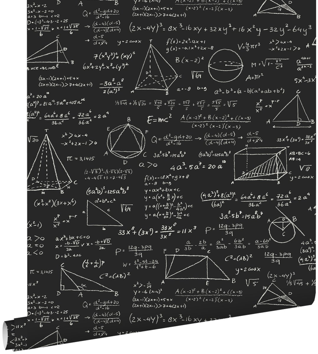 ESTAhome Tapete mathematische Formeln Schwarz - 53 cm x 10,05 m - 128230