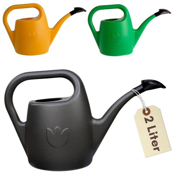 Drei Kunststoffgießkannen mit einem Fassungsvermögen von jeweils 2 Litern