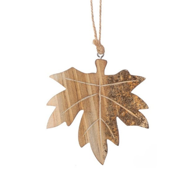 Holzblatt Weihnachtshänger mit Goldeffekt - Sass & Belle
