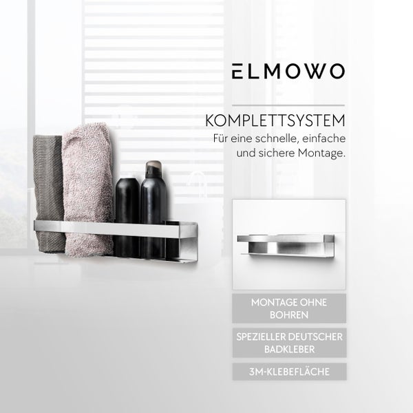 ELMOWO Badablage zur Montage ohne Bohren mit speziellem Badkleber fuer eine einfache Befestigung an der Wand.