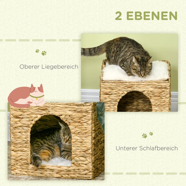 Katzenhaus mit zwei Ebenen und Schlafbereich