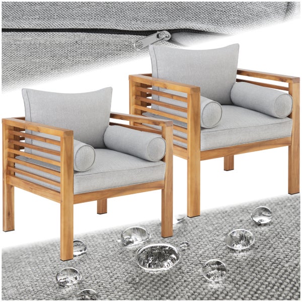 Garten-Loungesessel tectake Boka 72 x 63 x 64,5 cm mit lasiertem Holzgestell braun