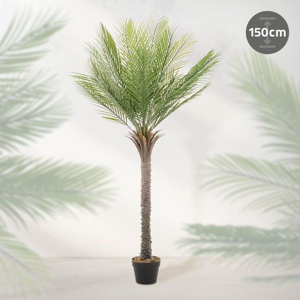 ML-Design Künstliche Palme 150 cm, Künstliche Pflanzen groß, Tropische Kunstpalme, Kunstpflanze, Fake Plant Deko, Plastik Pflanze im Topf für Indoor/Outdoor, Kunstbaum wie echt für Wohnzimmer Büro