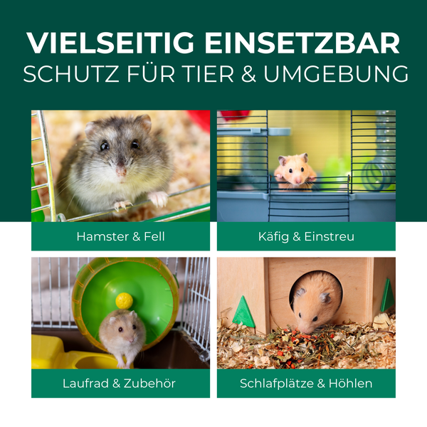 Silberkraft Milbenspray Hamster 500 ml – Milbenmittel für Hamster, Meerschweinchen & Nager, hochwirksame Milbenabwehr für Fell & Käfig, Sofort- & Langzeitschutz, hergestellt in Deutschland