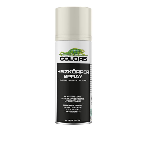Eine Dose Heizkörperspray von Colors mit schnelltrocknenden und UV-beständigen Eigenschaften zur Lackierung von Heizkörpern.