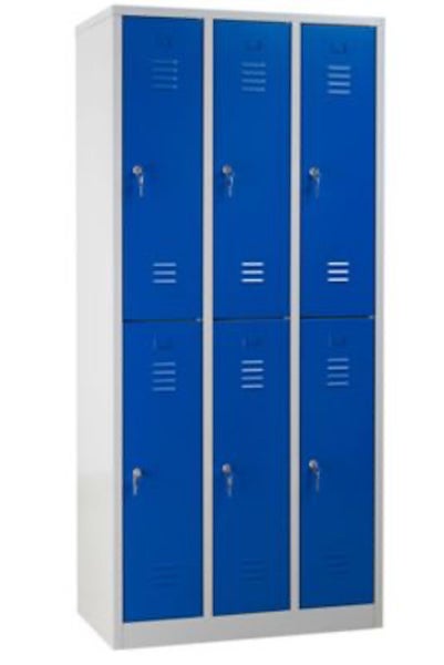 PROREGAL Garderobenspind Camel 6-Fächer HxBxT 195 x 90 x 50 cm Zylinderschloss Grau-Blau