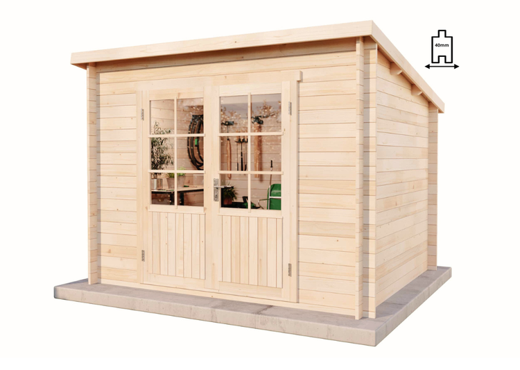 Alpholz Gartenhaus Maria aus Massiv-Holz, Gerätehaus mit 40 mm Wandstärke, Garten Holzhaus mit Imprägnierung (pinie), Geräteschuppen Größe: 300 x 250 cm