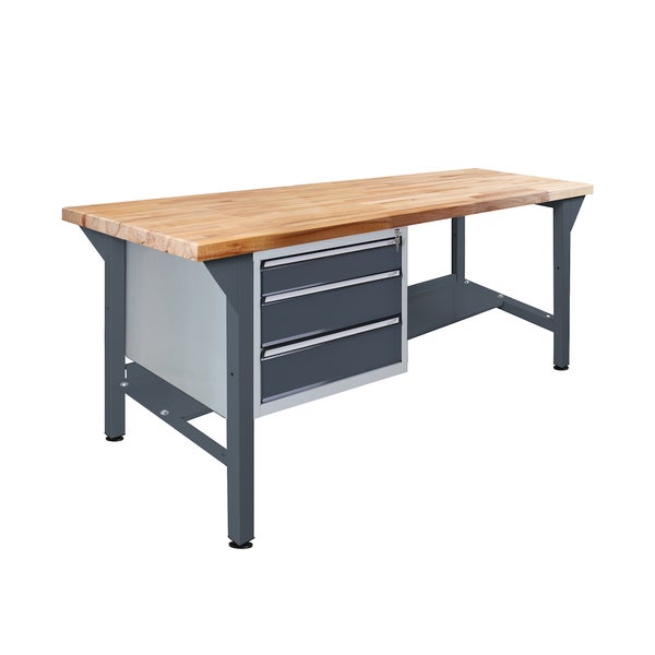 PROREGAL Werkbank Giant Rhino Plus mit 3 Schubladen HxBxT 84 x 200 x 70 cm Traglast 500 kg Anthrazitgrau Anthrazitgrau