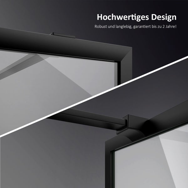 Walk-in-Dusche EMKE Duschtrennwand aus 8 mm Nano-Beschichtung ESG Sicherheitsglas, 120cm x 200cm, Klarglas, Schwarz