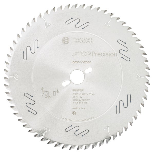 Bosch Kreissägeblatt Top Precision Best for Wood, 300 x 30 x 3,2 mm, 60 - 2608642115
