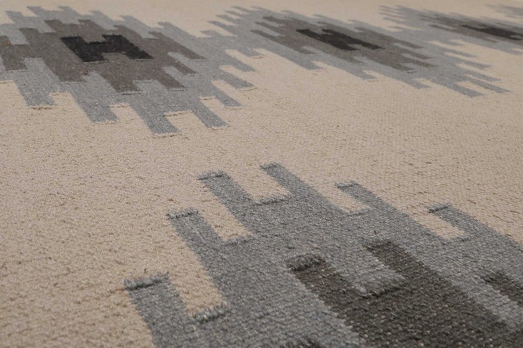 Kelim Teppich Beige Grau aus Wolle Belle Green Looop 200x290 cm