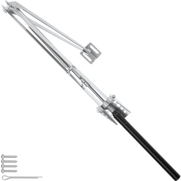 Automatischer Gewächshausfensteröffner aus Metall, inklusive vier Montageschrauben und einem Sicherungssplint.