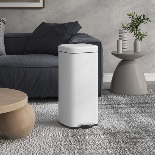 HOMCOM Mülleimer 30L Treteimer Kosmetikeimer Abfalleimer mit Deckel und Fußpedal, Müllbehälter mit Inneneimer, für Wohnzimmer, Büro, Metall, 28 x 35 x 63,5 cm