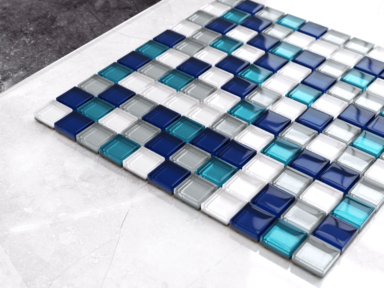 Glasmosaik auf Netz für Bad und Küche 30cm x 30cm  - Topaz
