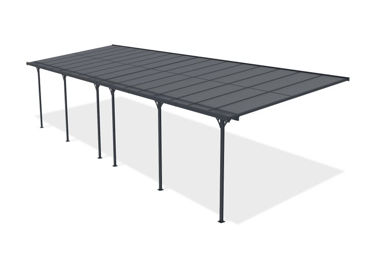 Angebaute Pergola/Carport 30m² KLEO 1000L300 Aluminium Grau